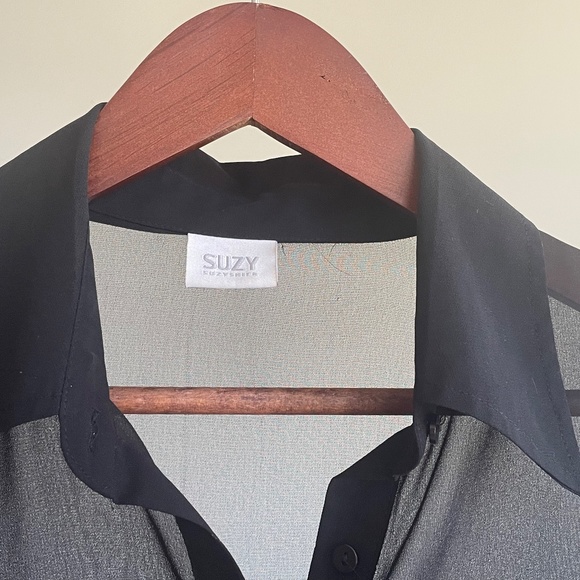 Sheer Black Blouse with Bonus Black Bra - Picture 2 of 10